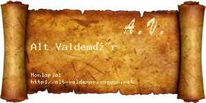 Alt Valdemár névjegykártya